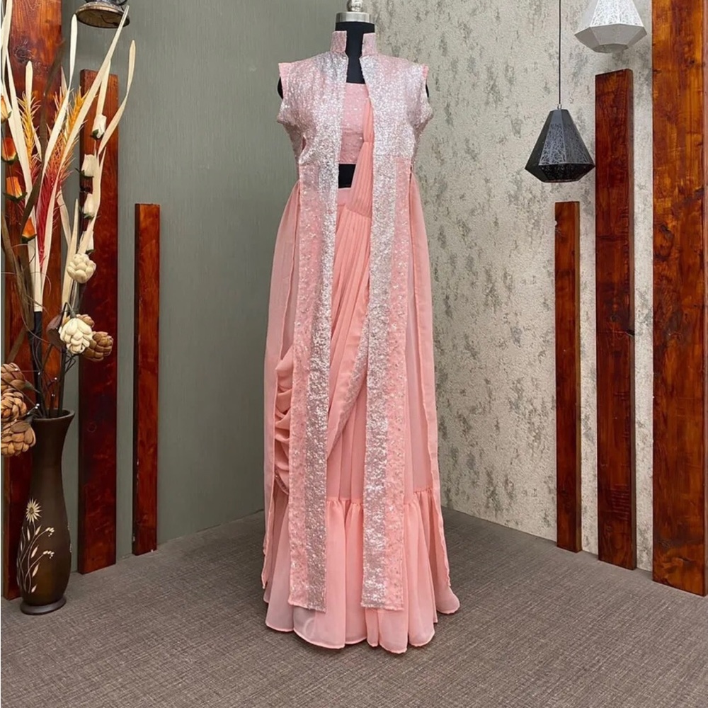 Indian readymade saree with cardigan